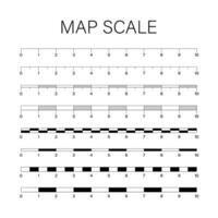 Map scales graphics for measuring distances. Vector illustration.