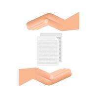 Documents papers in flat style in hands. Vector design. Business icon. Flat design