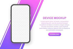 Device mockup banner. Smartphone UI UX design interface. Blank screen for media sale promotion. Vector stock illustration