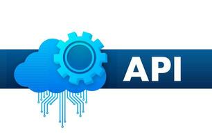 Cloud API   application programming interface. Internet network. Vector stock illustration