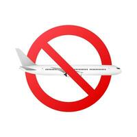 orbidden sign with airplane glyph icon. Stop silhouette symbol. Vector illustration