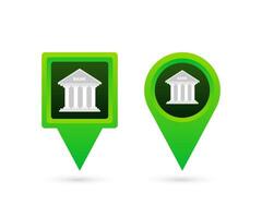 Map pointer with bank. Pin Point atm. Vector stock illustration