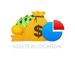 Asset Allocation investment or risk management. Financial planner standing. Vector stock illustration