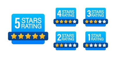 4 star rating. Badge with icons on white background. Vector stock illustration