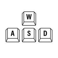 WASD computer keyboard buttons. Desktop interface. Web icon. Gaming and cybersport. Vector stock illustration