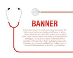 Stethoscopes banner, medical equipment for doctor. Vector stock illustration.