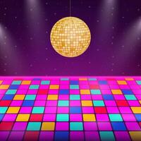 Dance floor. Night disco parties. Retro vintage neon grid dance floor horizon. Vector stock illustration.