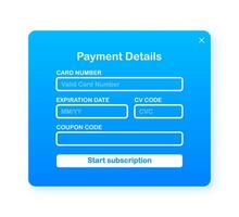 Online payment form. Online digital invoice on laptop. Vector illustration