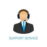 Online support service. Headphones with microphone and chat speech bubble. Vector stock illustration