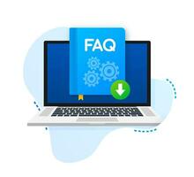 Download FAQ Book icon with question mark. Book icon and help, how to, info, query concept. vector