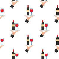 Wine waiter in flat style pattern on white background. Vector illustration, flat. Hand drawn illustration. Sketch drawing. Vector wine glass icon