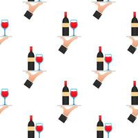 Wine waiter in flat style pattern on white background. Vector illustration, flat. Hand drawn illustration. Sketch drawing. Vector wine glass icon