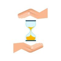 Hourglass in hands. Hourglass Timer Sand as Countdown. Vector stock illustration