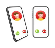 Unknown person call on smartphone screen. Incoming call. Vector stock illustration