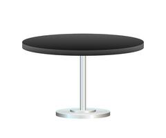 Realistic empty round table with metal stand isolated on white background. Vector illustration.