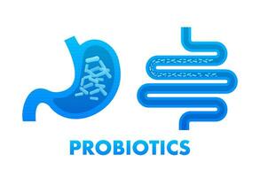 Probiotics. Probiotics examine the intestinal microflora, Biology. Vector stock illustration