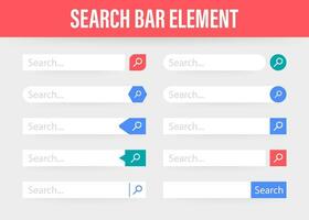 Set Search bar vector element design, set of search boxes ui template isolated on blue background. Vector illustration.