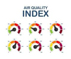 Air quality index. Educational scheme with excessive quantities of substances or gases in environment. Vector stock illustration