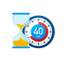 The 40 minutes, stopwatch vector icon. Stopwatch icon in flat style, timer on on color background. Vector illustration