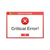 Vintage User Interface. Critical Error Warning Message. Vector stock illustration