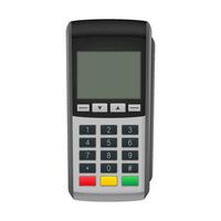 Payment terminal mockup. Pos terminal with blank screen. Cash register. Vector stock illustration.