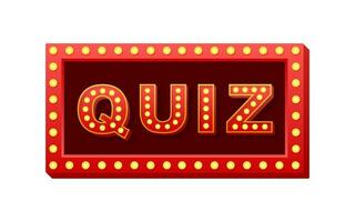 Retro light text quiz time. Retro light bulb. Vector stock illustration.