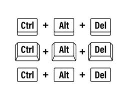 Ctrl alt del shortcut keys. Keyboard keys. Computer button. Vector stock illustration