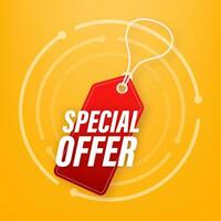 Special Offer price tag yellow colored. Discount label. Vector stock illustration