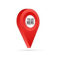 Red You Are Here Location Pointer Pin. Vector stock illustration.