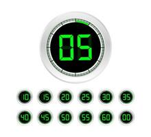 Set of timers. Sign icon. Full rotation arrow timer. Colored flat icons. Set of 12 timer icons. Flat Design Vector stock Illustration. Vector illustration