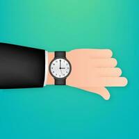 Smart watch on the hand. Concept wearable technology. Time management. Vector stock illustration