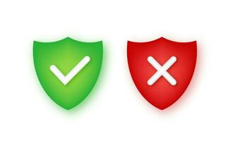 Correct, incorrect sign. Right and wrong mark icon. Check ok, YES, no, X marks for vote. Vector stock illustration