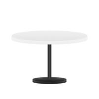 Realistic empty round table with metal stand isolated on white background. Vector illustration