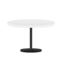 Realistic empty round table with metal stand isolated on white background. Vector illustration