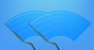 Car windscreen wipe glass, wiper cleans the windshield. Vector stock illustration.