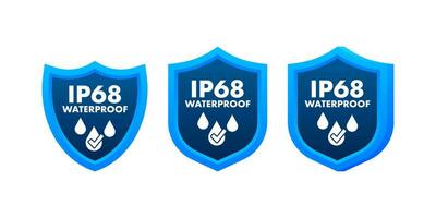 ip68 impermeable, agua resistencia nivel información signo. vector