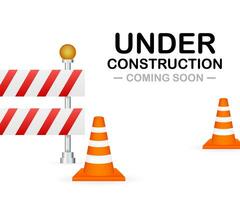 Under construction website page. Border stripe web. Vector stock illustration