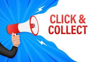 Megaphone click and collect banner. Flat style. Website vector icon. Vector stock illustration.