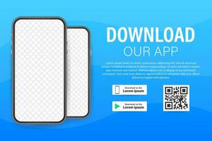 Download page of the mobile app. Empty screen smartphone for you app. Download app. Vector stock illustration.