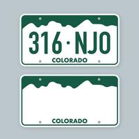 License plate of colorado. Car number plate. Vector stock illustration