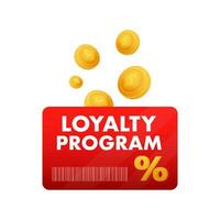 Loyalty program in flat style. Discount coupon. 3d coupon reward. Discount, loyalty program, promotion. vector