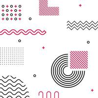 Geometric shape in vintage style. Bright color. Black abstract geometric background. Vector stock illustration