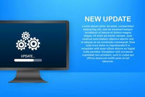 System software update, data update or synchronize with progress bar on the screen. Vector Illustration.