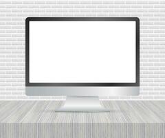 Computer display isolated in realistic design on white background. Vector stock illustration