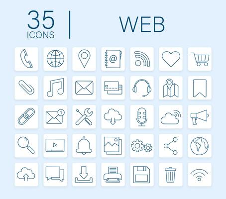 Web icon set. Business. Email icon. Video chat. Vector stock illustration