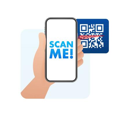 QR code for smartphone. Inscription scan me with smartphone icon. Qr code for payment. Vector illustration.