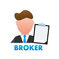 Broker icon. Stock trading on the exchange. Vector stock illustration