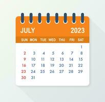 July 2023 Calendar Leaf. Calendar 2023 in flat style. Vector illustration