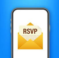 RSVP mail icon. Please respond to mail linear sign. Vector stock illustration.