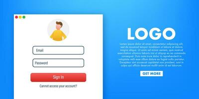 Login page on laptop screen. Notebook and online login form, sign in page. User profile, access to account concepts. Vector illustration